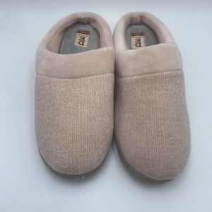 Dearfoam Slippers Womans XLarge 11-12 Pink Fuzzy Slip On Rubber Sole